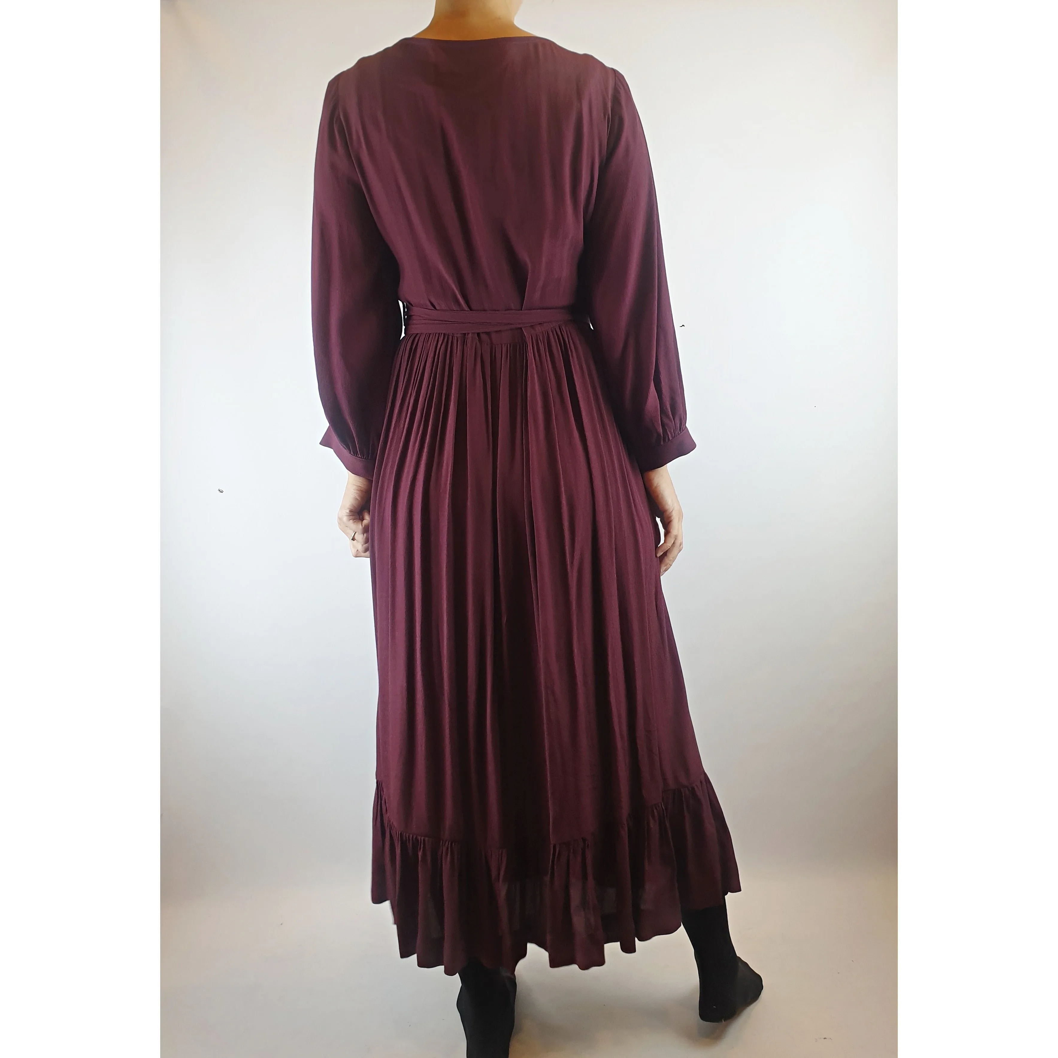 Obus deep magenta purple wrap style maxi dress size 1 (best fits size 8)