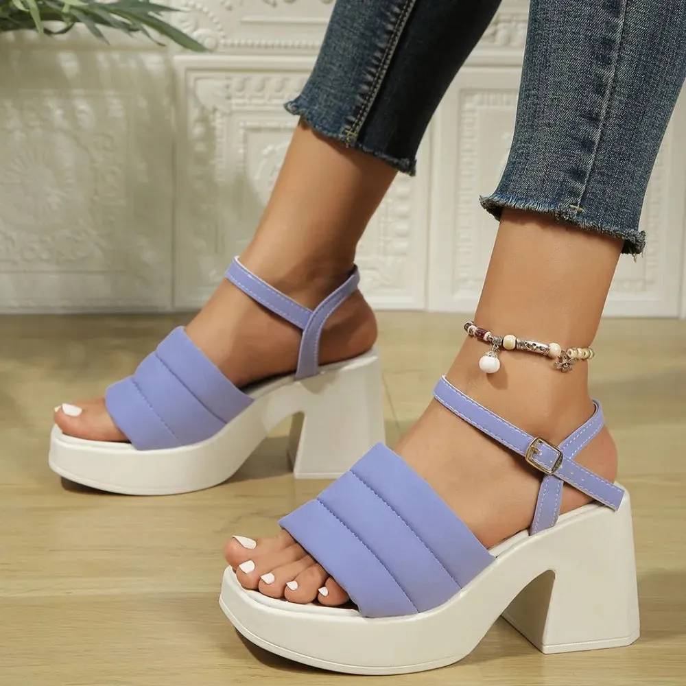 Open Toe Block Heels Sandals