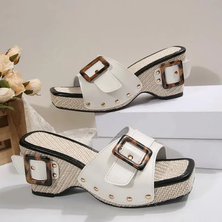Open Toe Block Heels Sandals