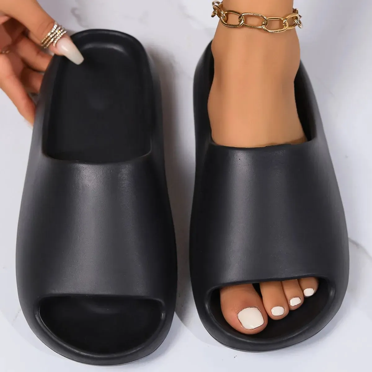 Open Toe Platform Slippers