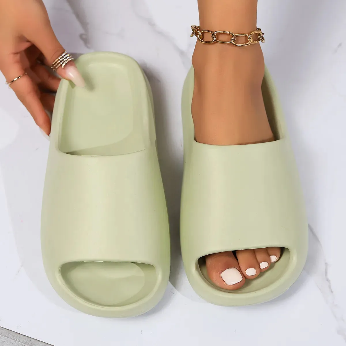 Open Toe Platform Slippers