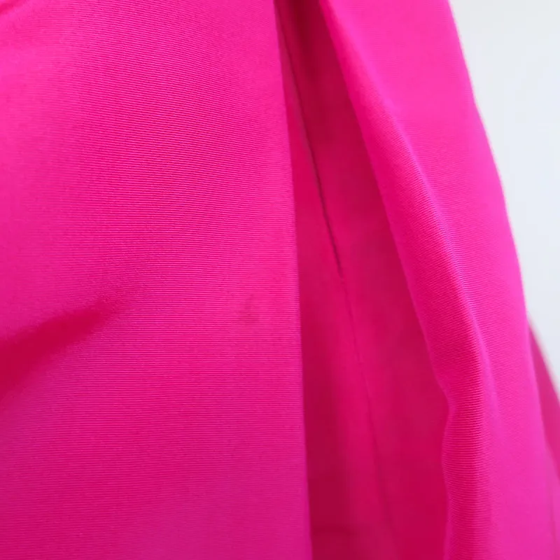 Oscar de La Renta Bow-Shoulder Midi Dress Fuchsia Silk Faille Size 2