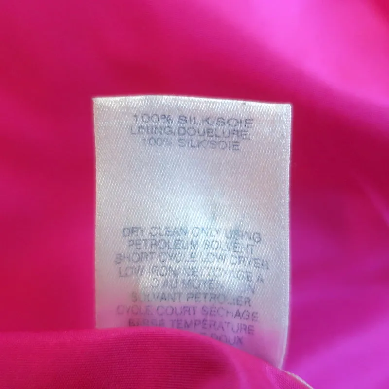 Oscar de La Renta Bow-Shoulder Midi Dress Fuchsia Silk Faille Size 2
