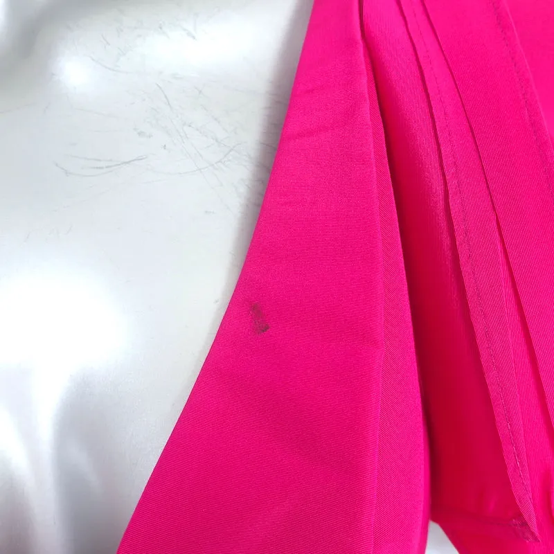 Oscar de La Renta Bow-Shoulder Midi Dress Fuchsia Silk Faille Size 2
