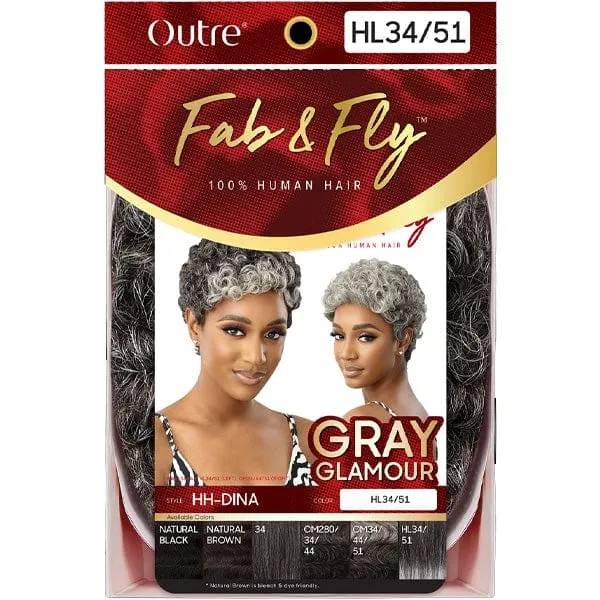 Outre 100% Human Hair Fab & Fly Gray Glamour Full Cap Wig - HH DINA