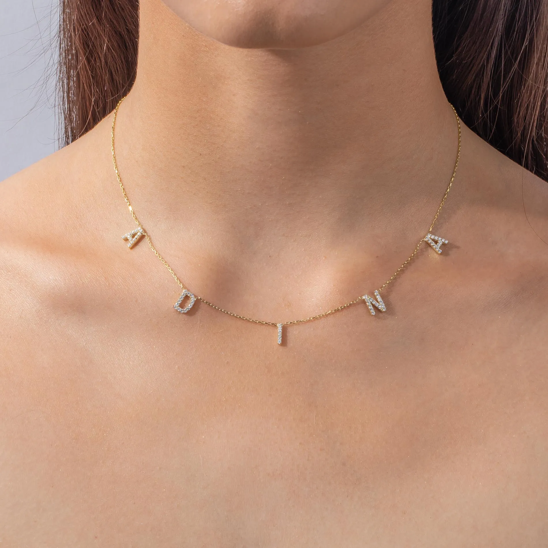 Pavé Block Name Necklace
