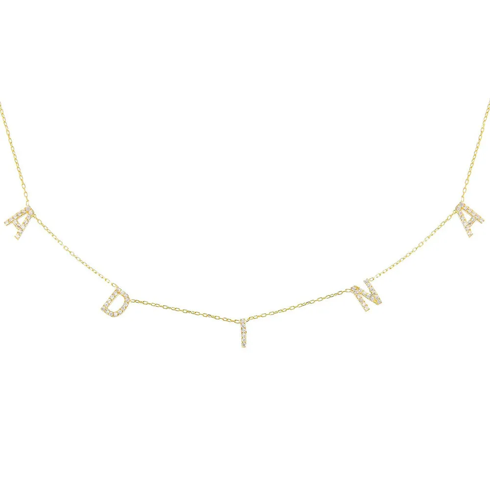 Pavé Block Name Necklace
