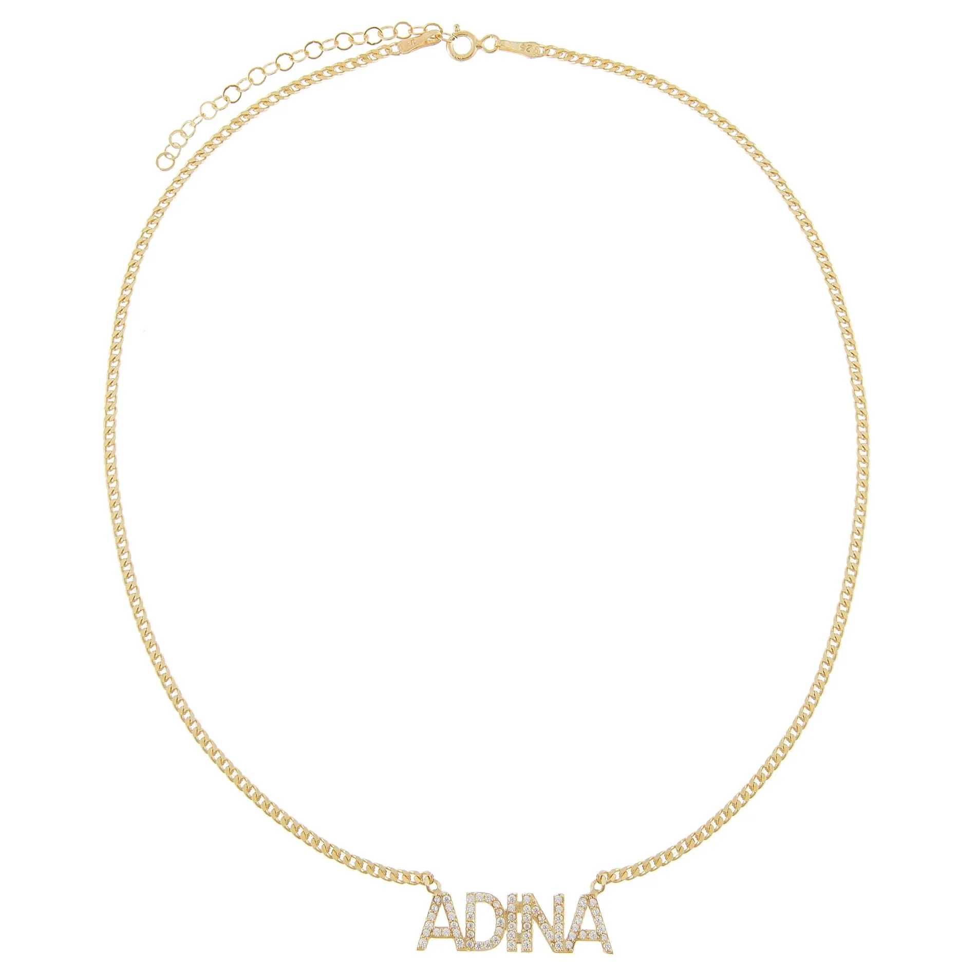 Pavé Block Nameplate Necklace