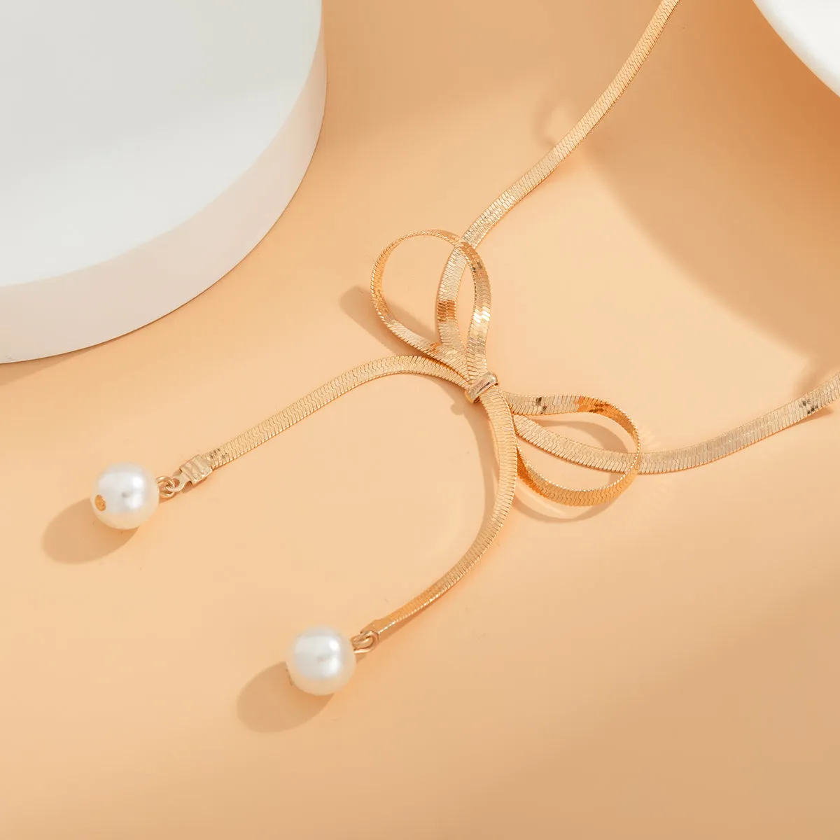 Pearl & 18K Gold-Plated Bow Choker Necklace