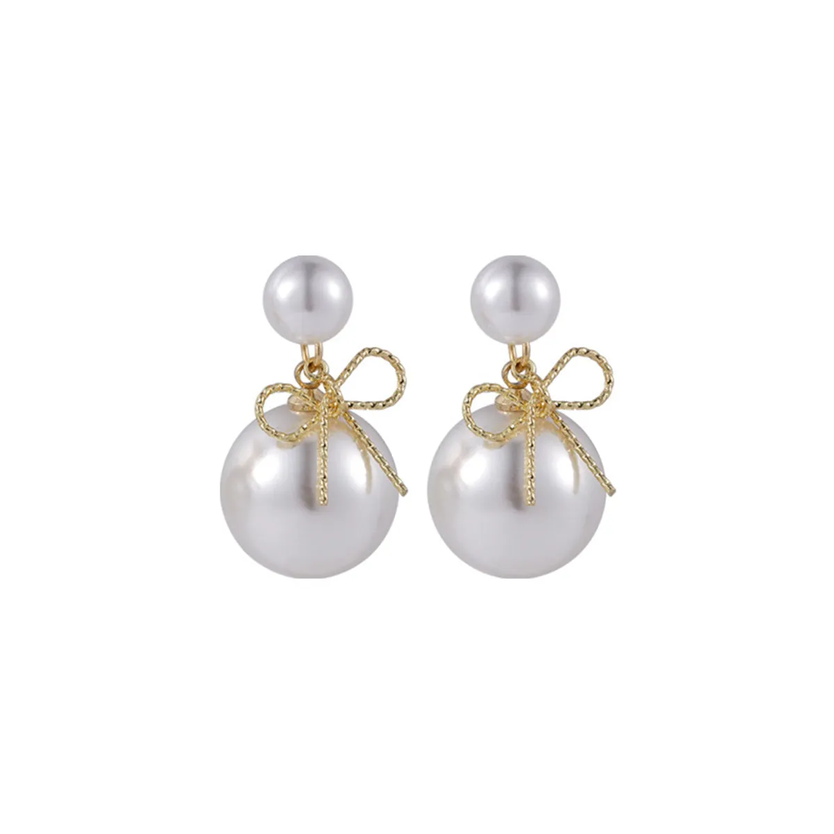 Pearl & 18K Gold-Plated Bow Drop Earrings
