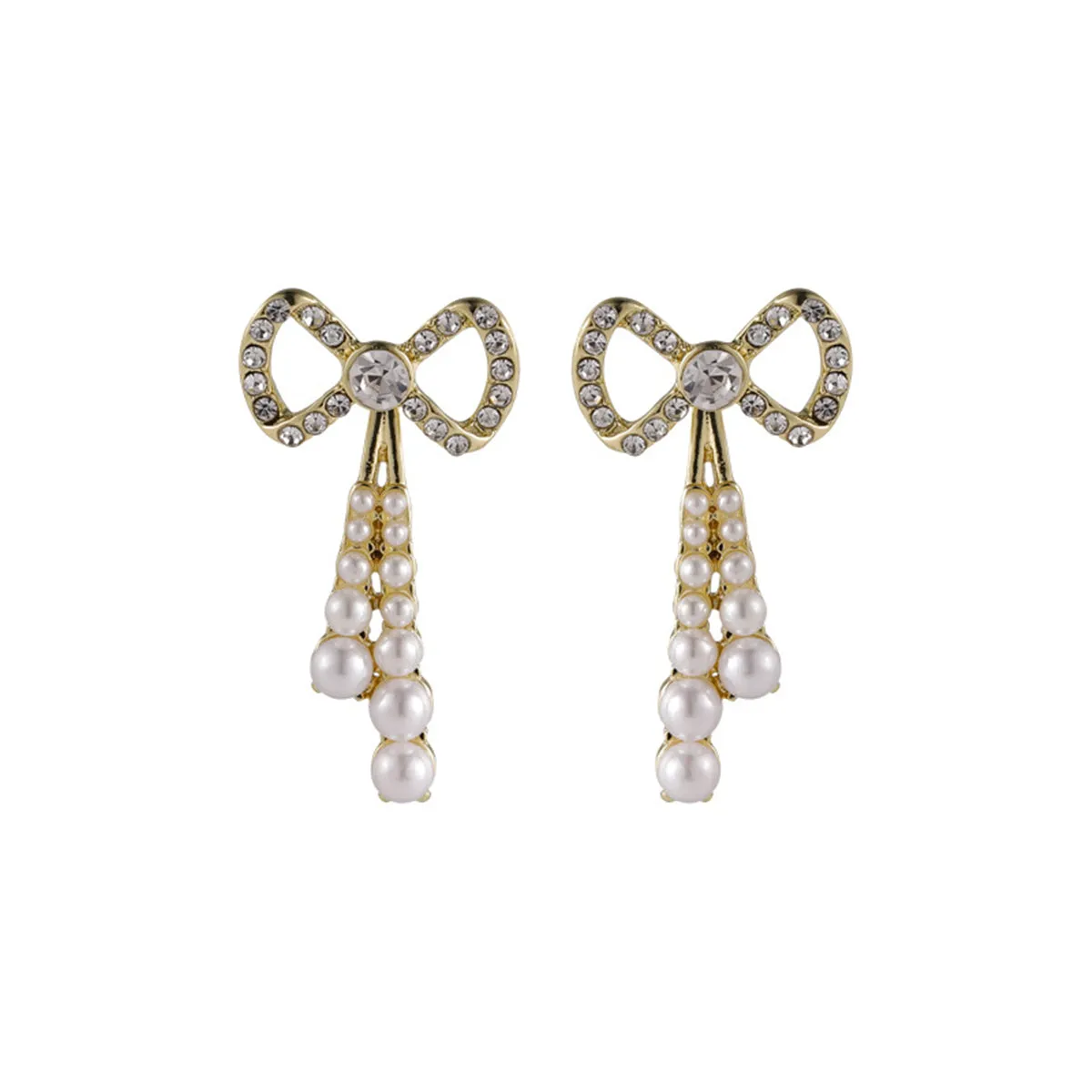 Pearl & Cubic Zirconia 18K Gold-Plated Bow Dangle Earrings