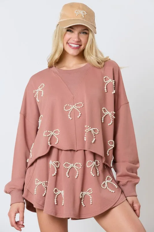 Pearl Bow Embellished Skort
