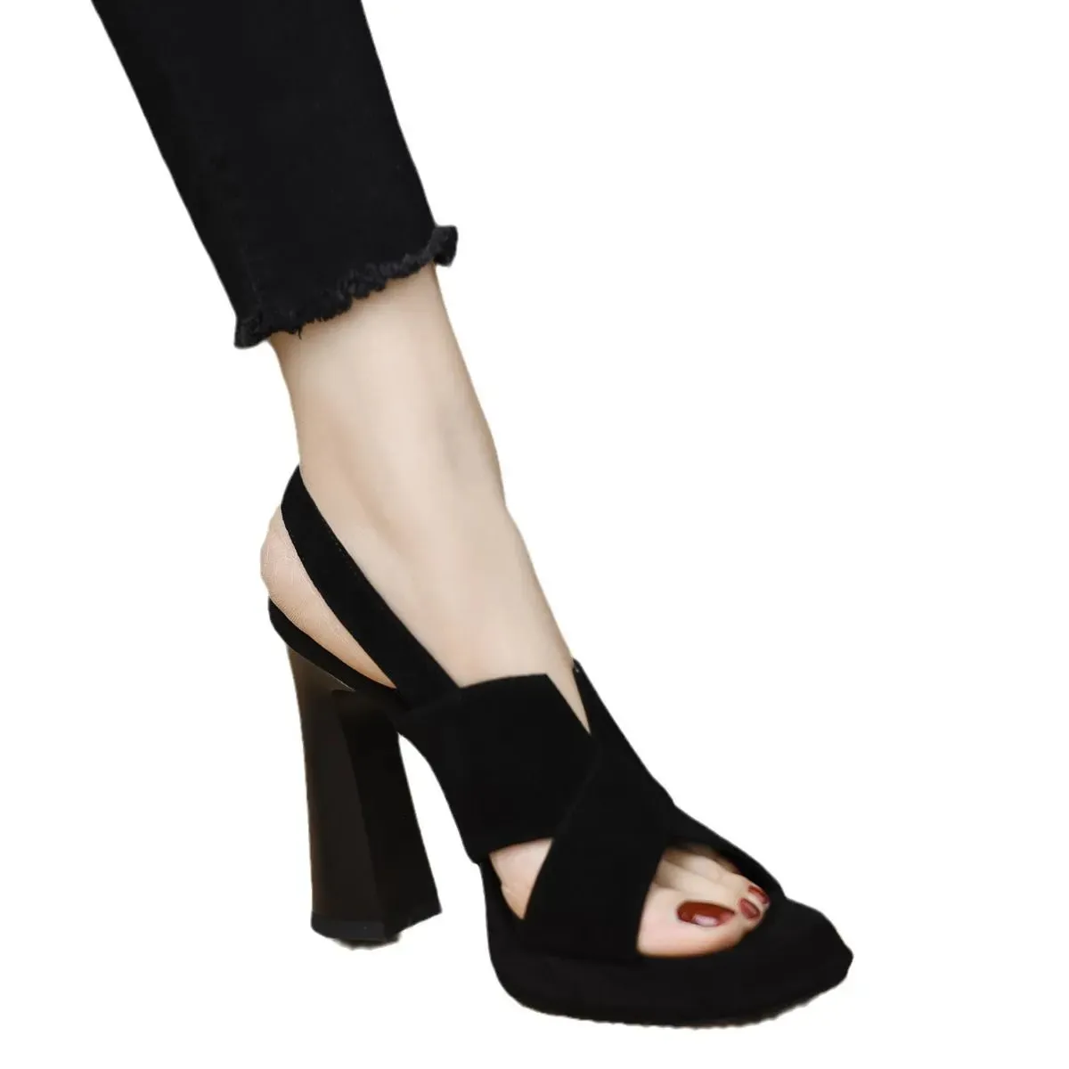 Peep Toe Block Heels Sandals