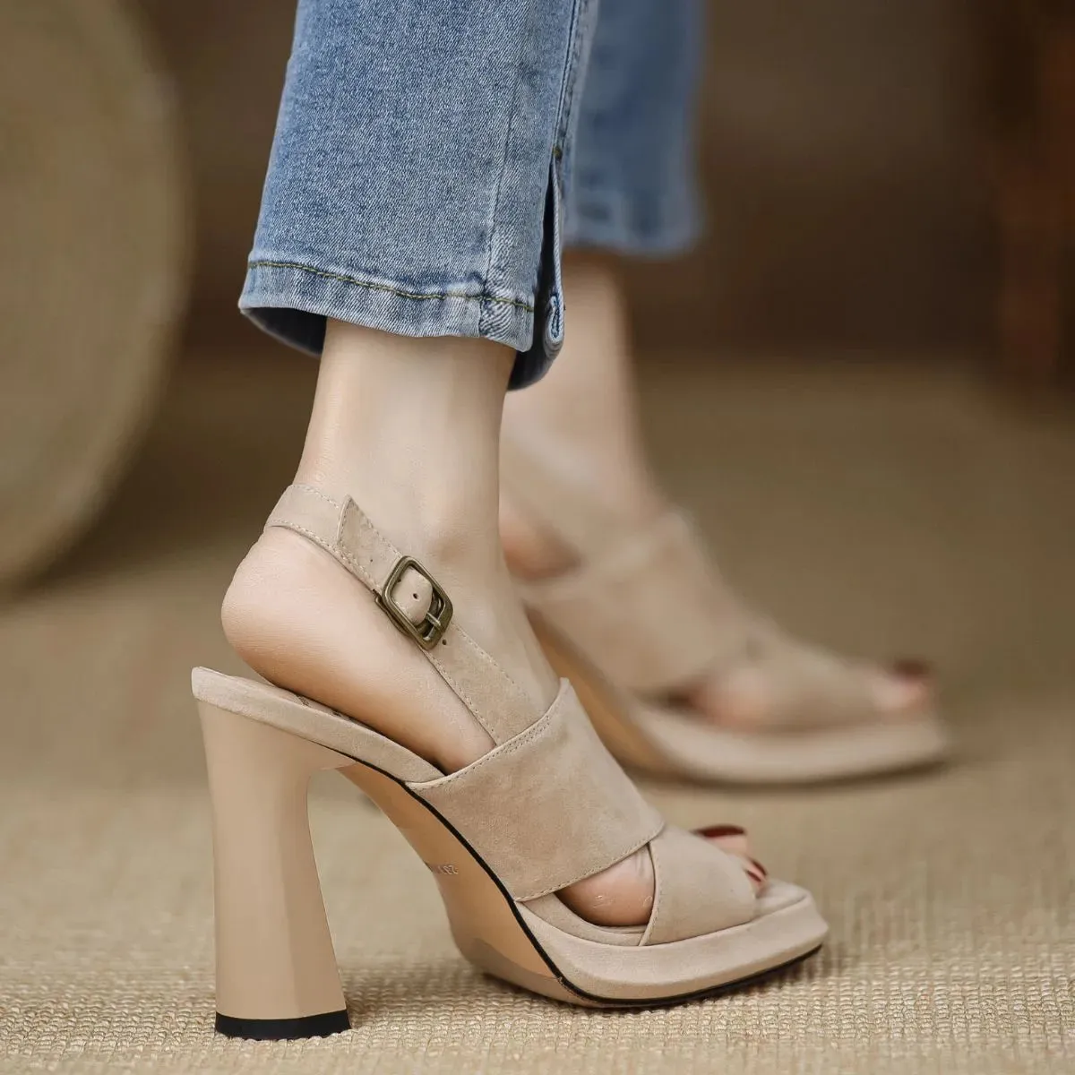 Peep Toe Block Heels Sandals