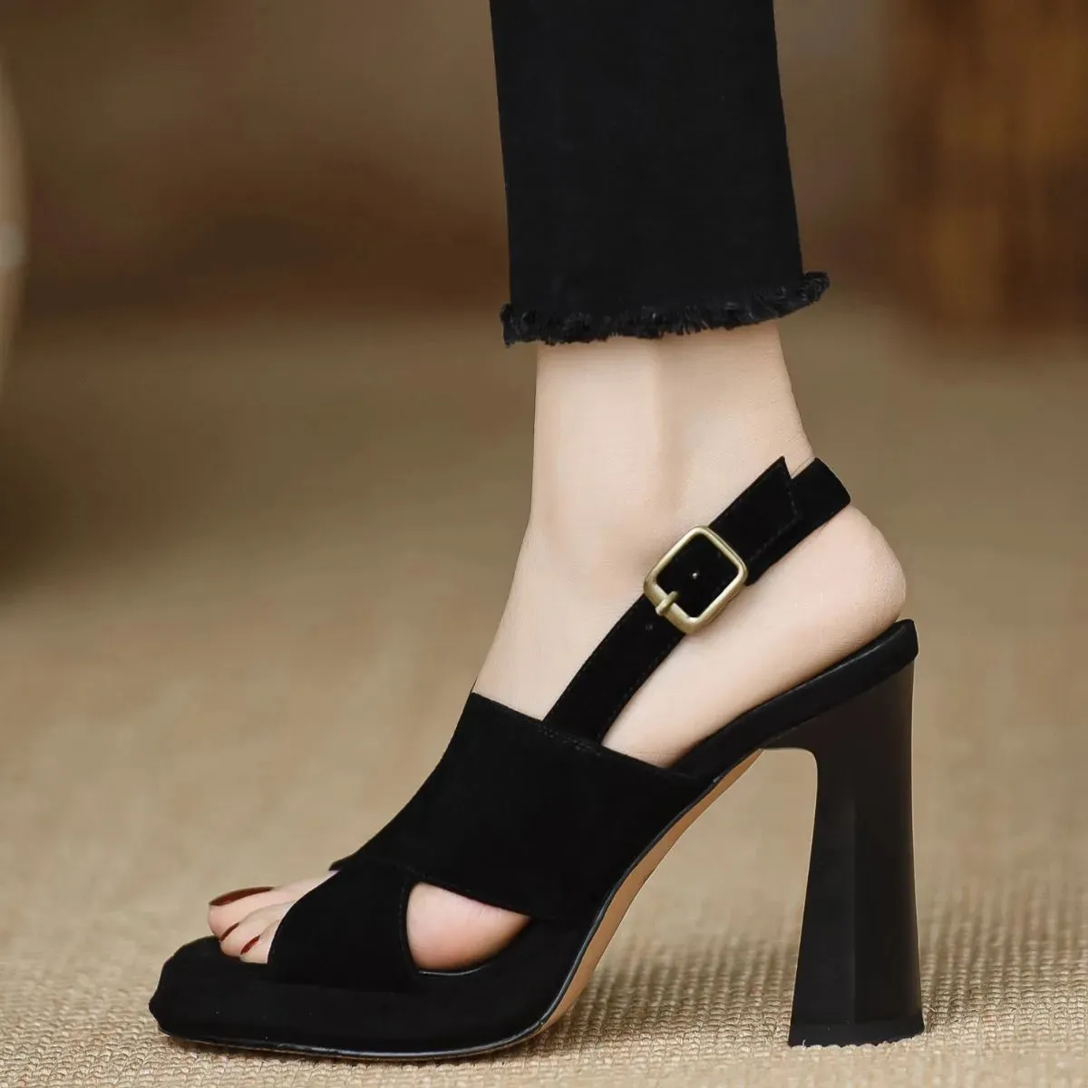 Peep Toe Block Heels Sandals