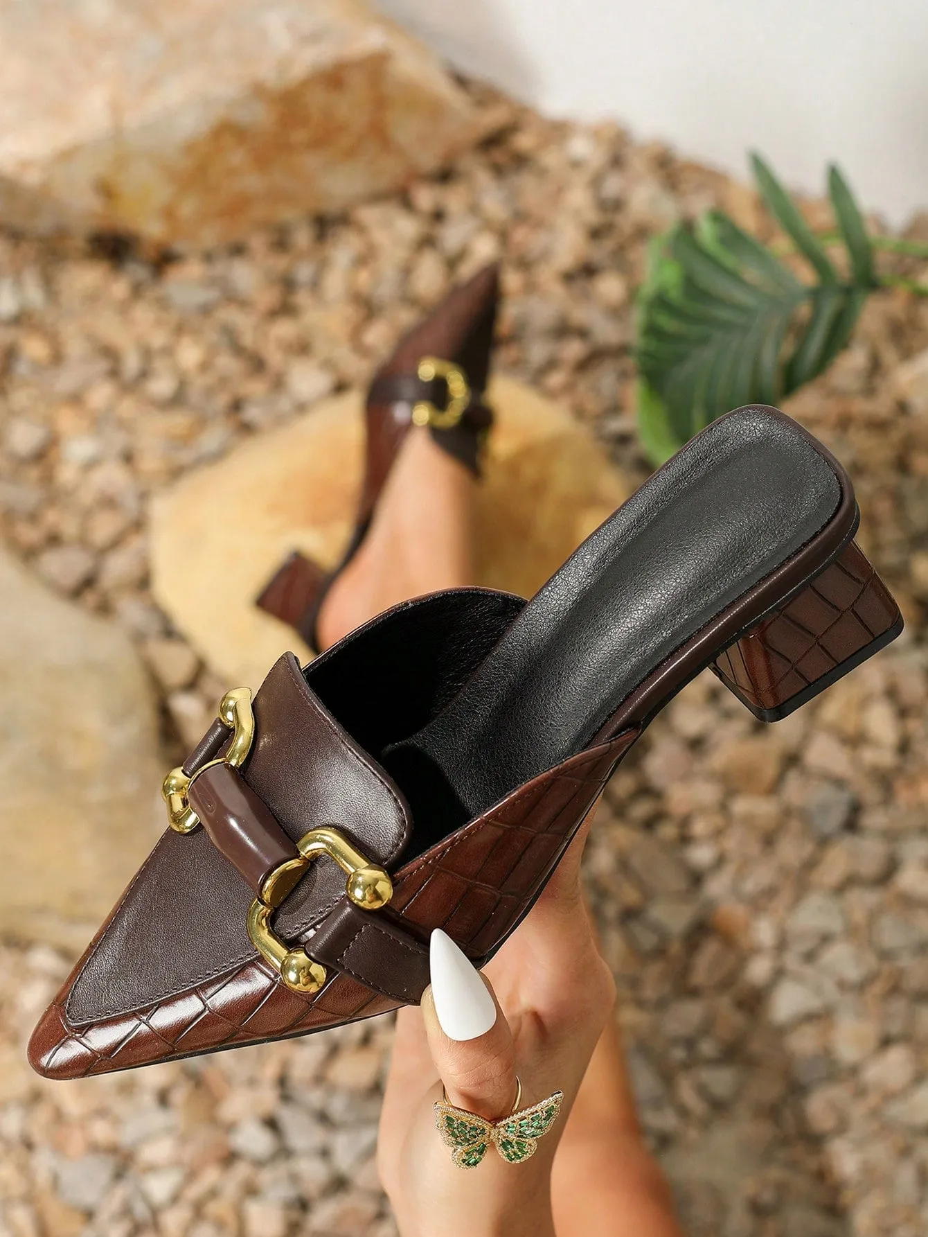 Peep Toe High Heel Chunky Heel Sandals