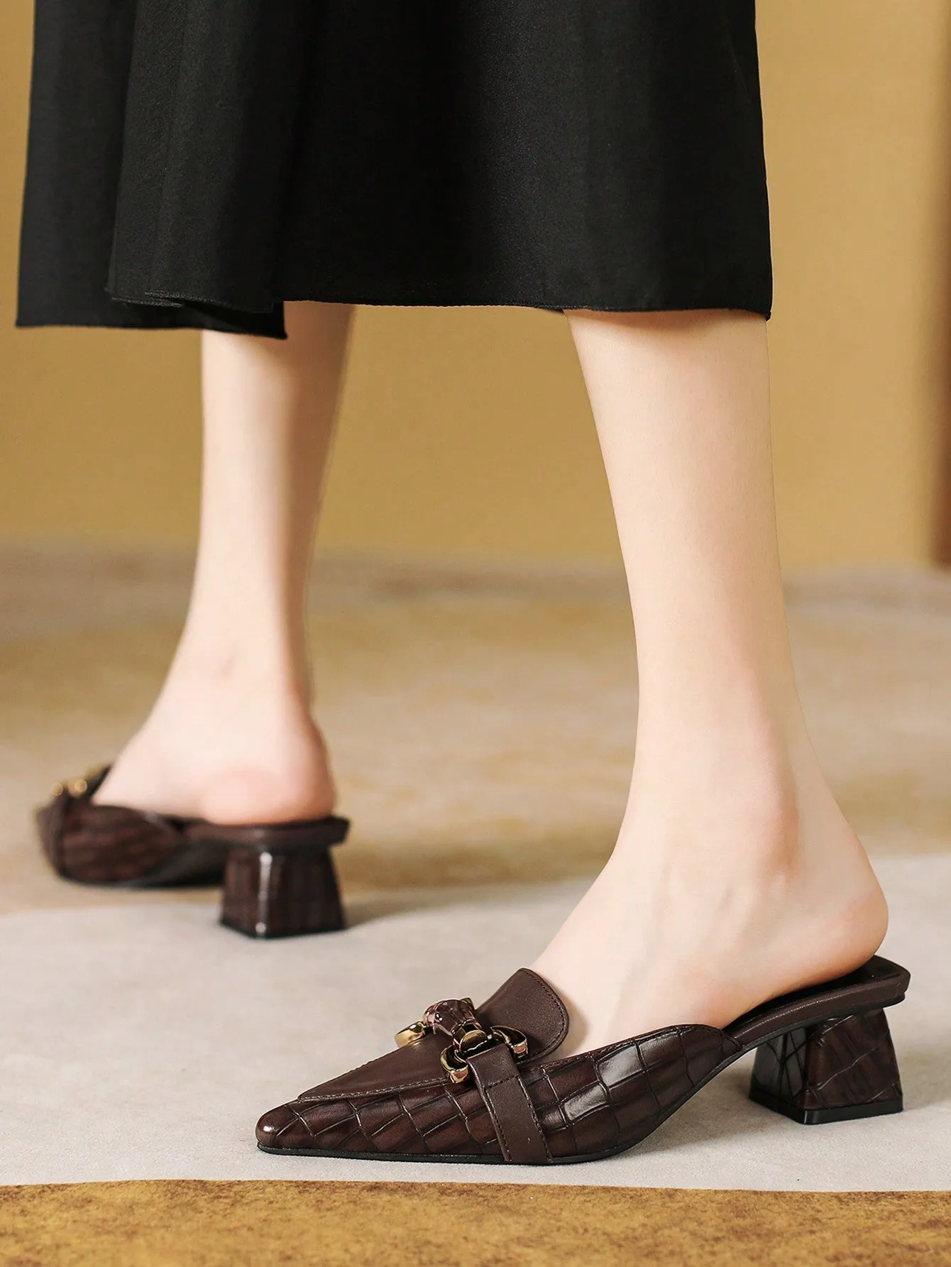 Peep Toe High Heel Chunky Heel Sandals