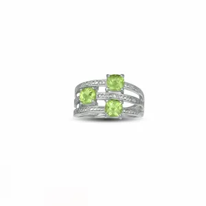 Peridot and Diamond Accent Ring in Sterling Silver