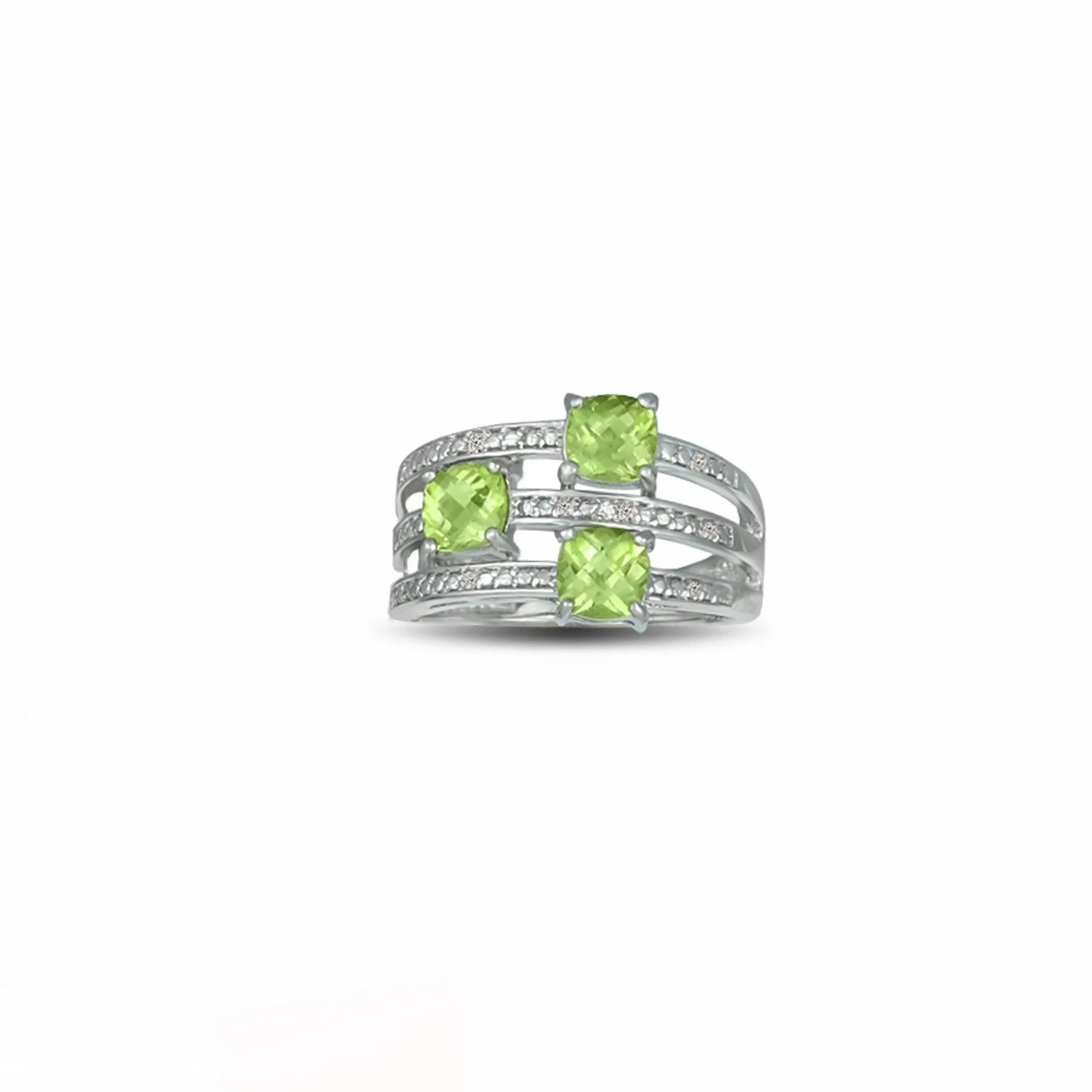 Peridot and Diamond Accent Ring in Sterling Silver