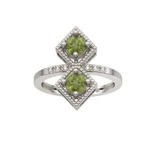 Peridot and Diamond Fashion Silver Ring