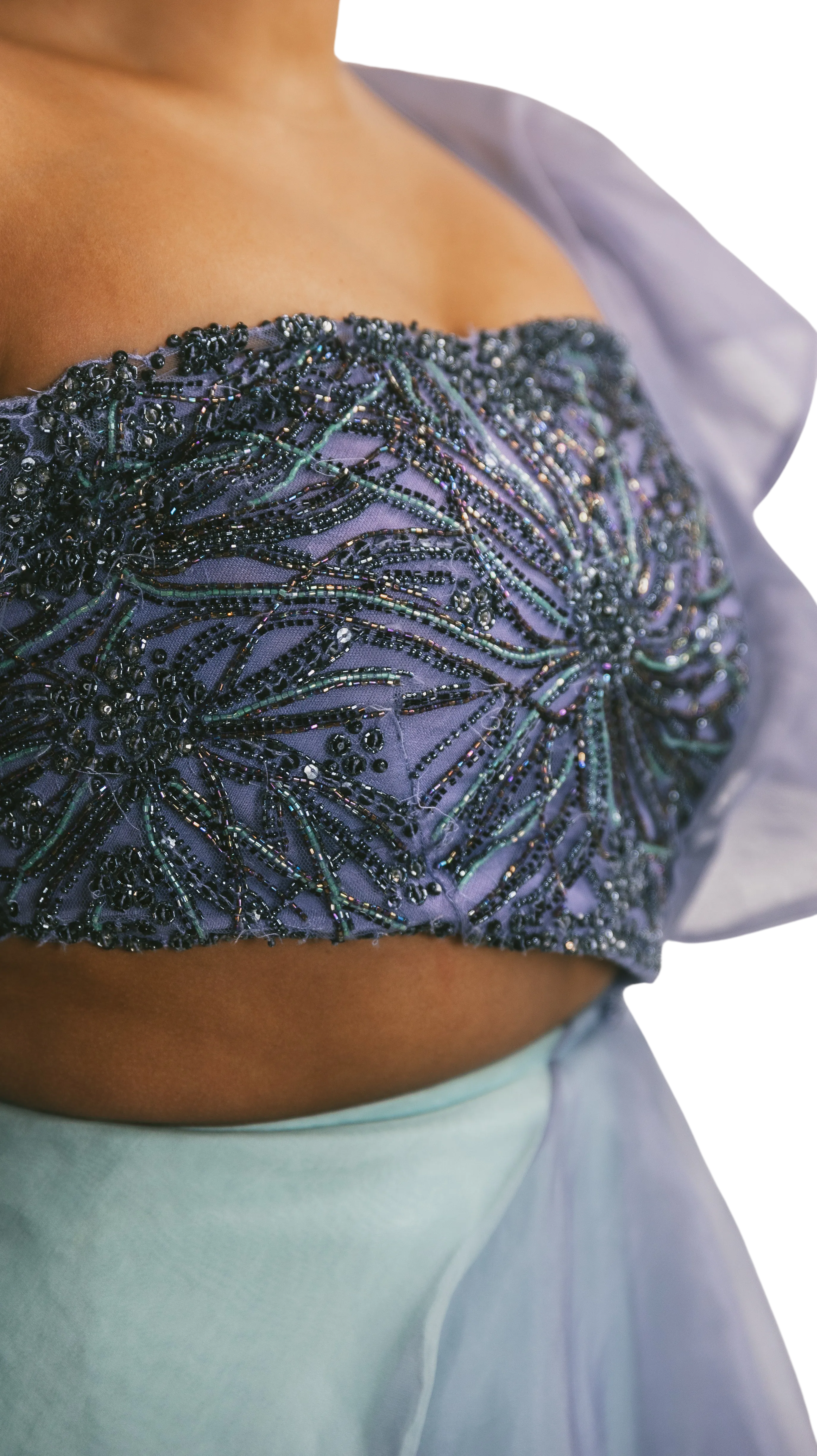 Periwinkle & Powder Blue Embellished Ruffle Lehenga