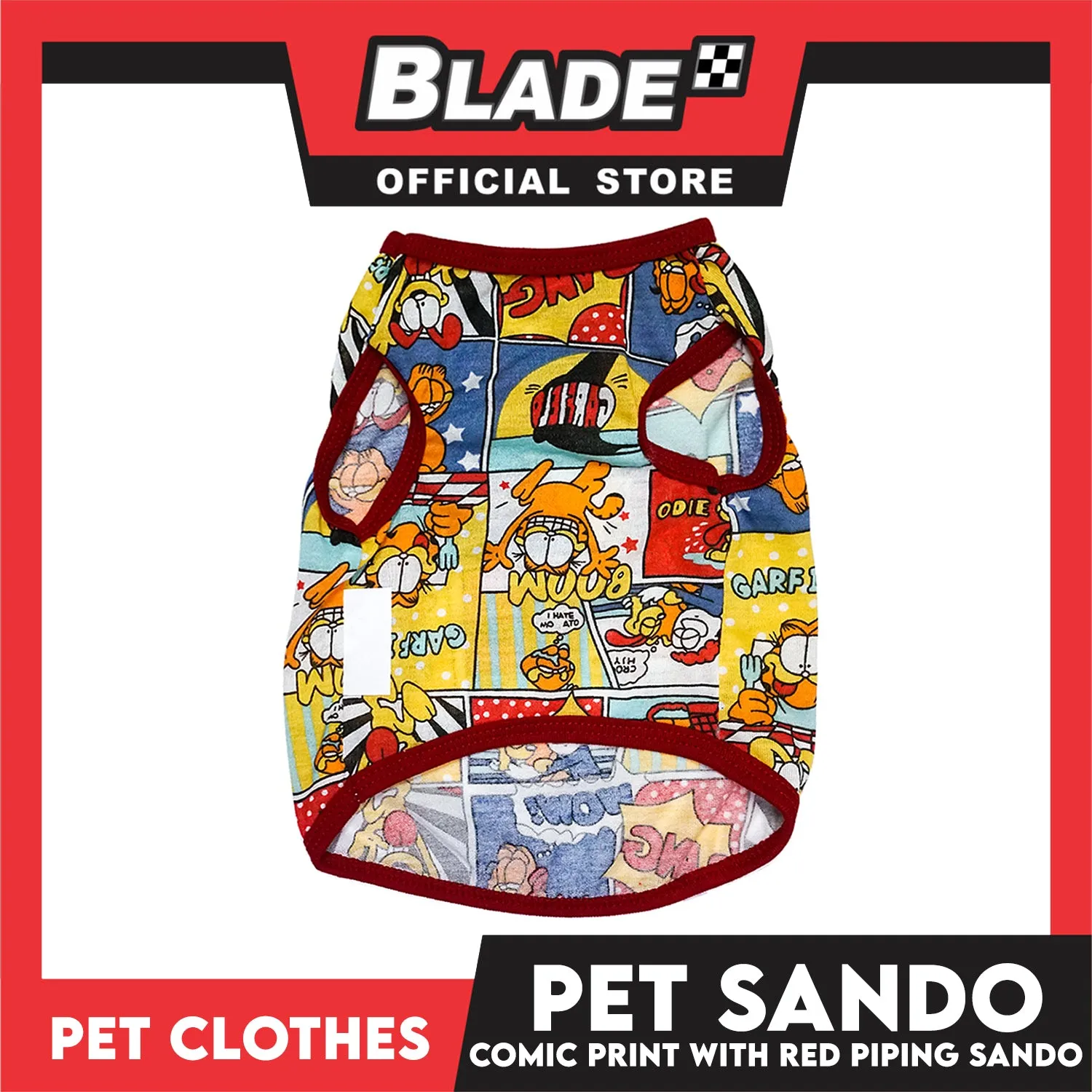 Pet Sando Comics Print with Red Piping (Extra Large) Pet Shirt Clothes Perfect fit for Dogs
