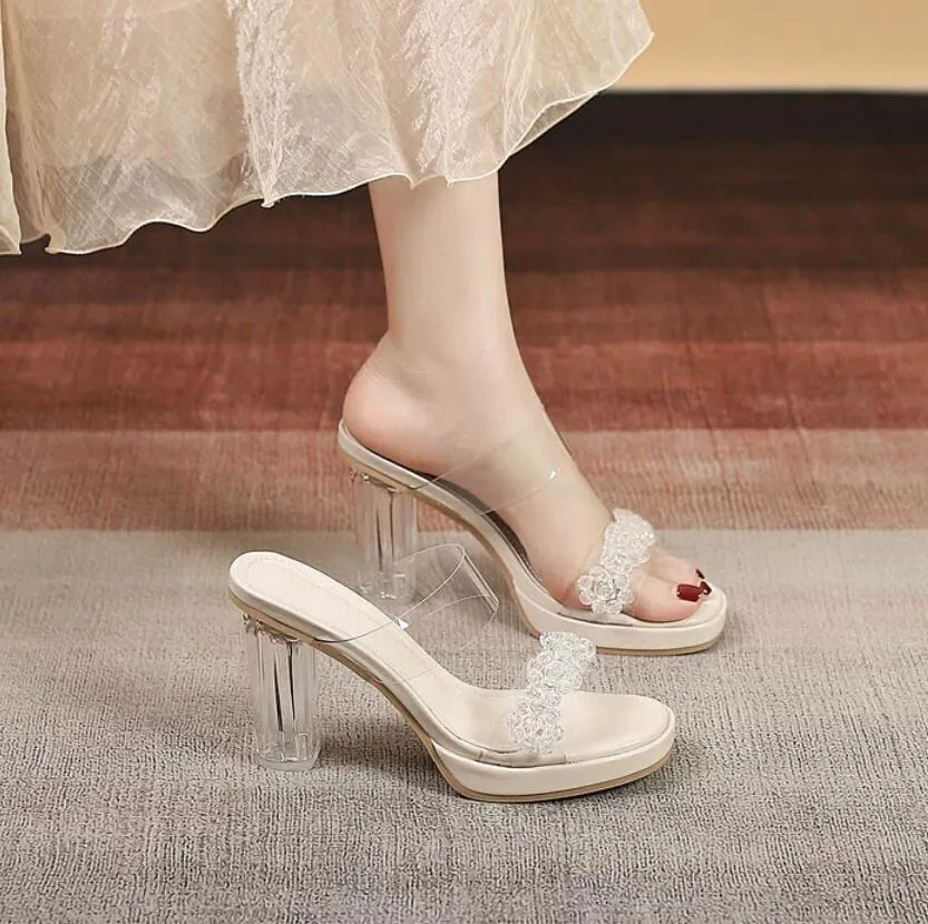 Petite Feet Clear Chunky High Heel Sandals MS502