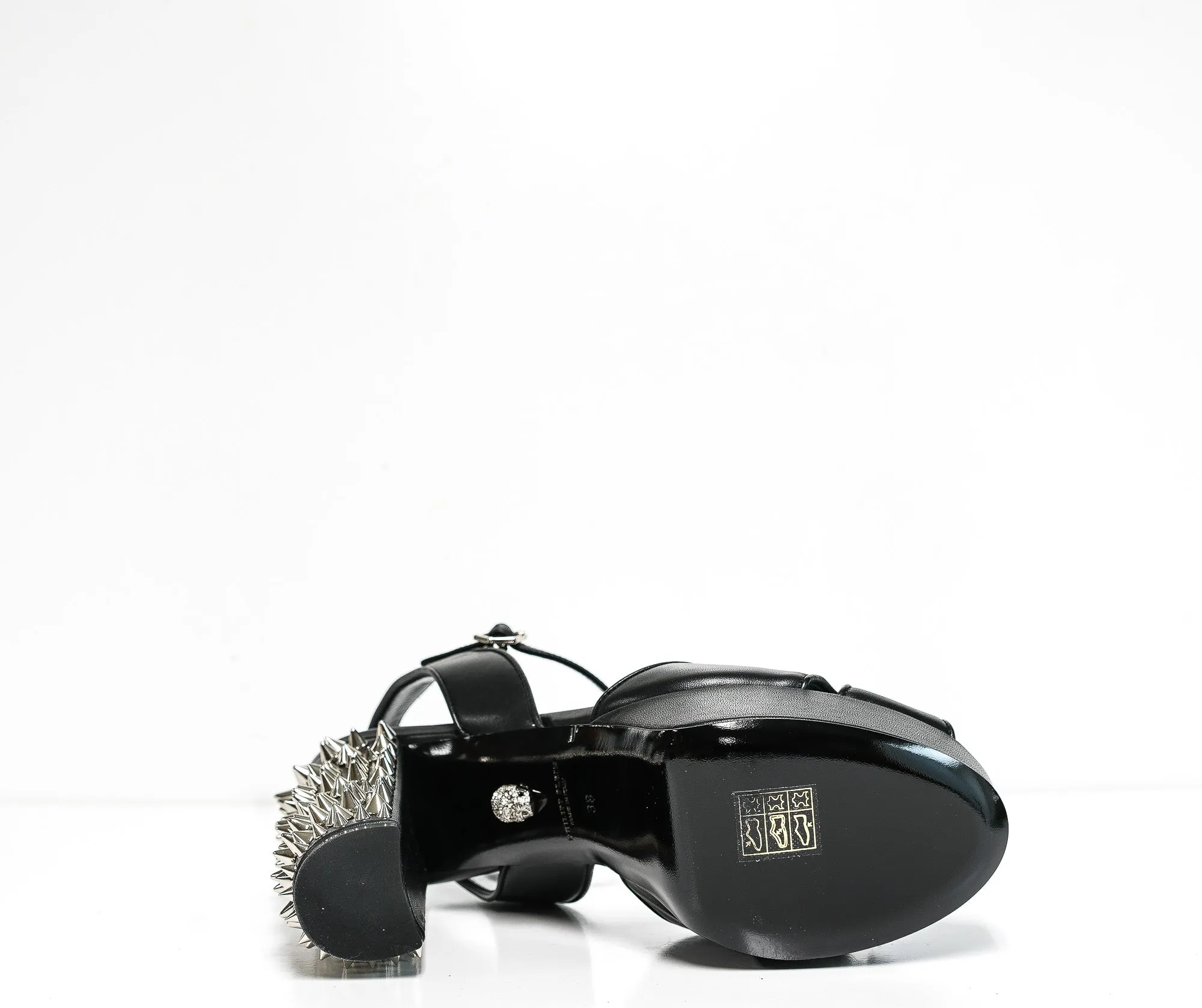 Philipp Plein Women's Black Leather with Stud Heels SWS1106