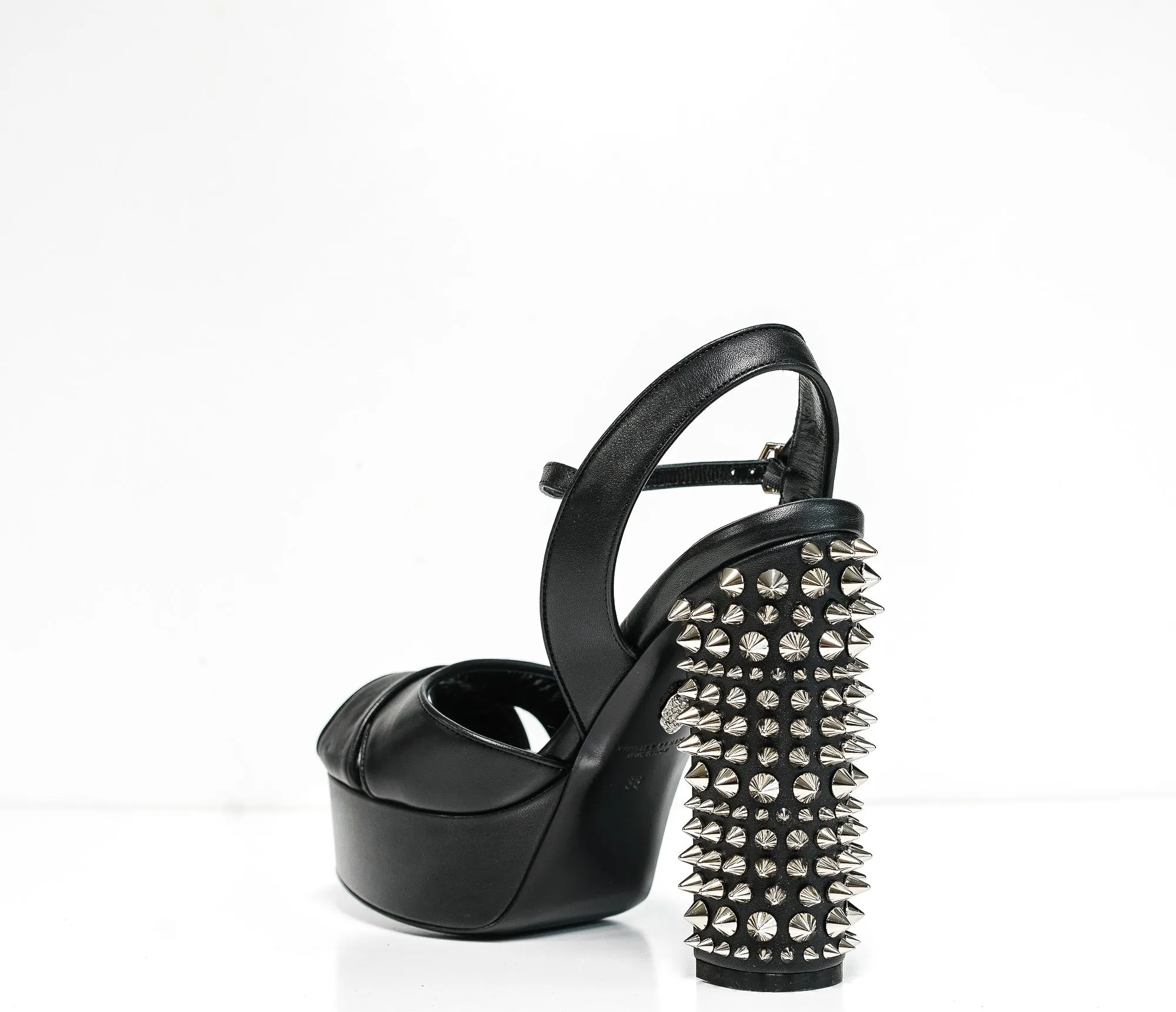 Philipp Plein Women's Black Leather with Stud Heels SWS1106