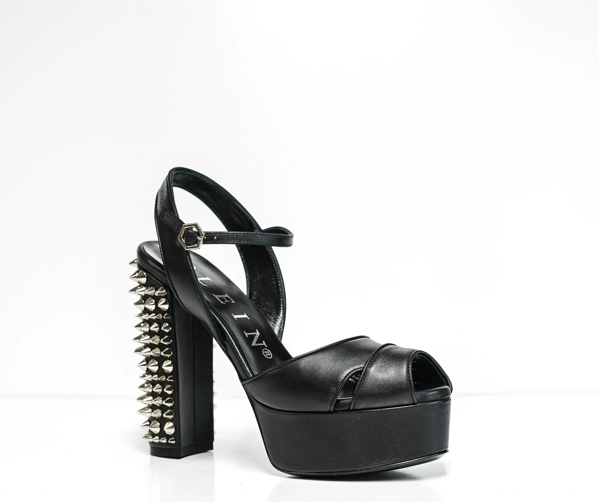 Philipp Plein Women's Black Leather with Stud Heels SWS1106
