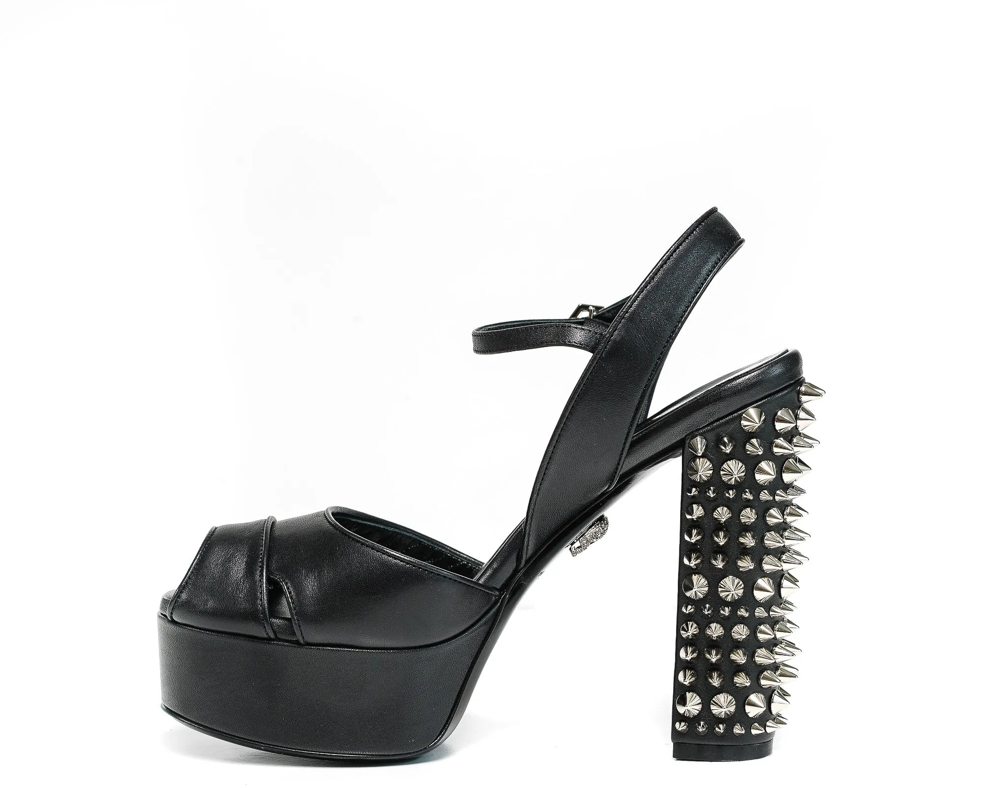 Philipp Plein Women's Black Leather with Stud Heels SWS1106