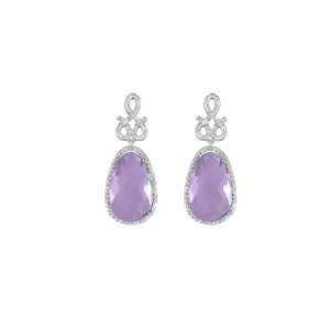 Pink Amethyst and Created White Sapphire Earrings in Silver