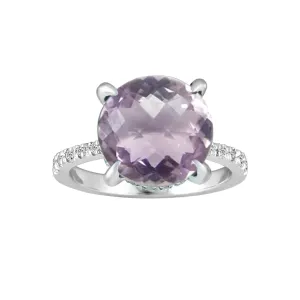 Pink Amethyst and Diamond Accent Ring in Sterling Silver