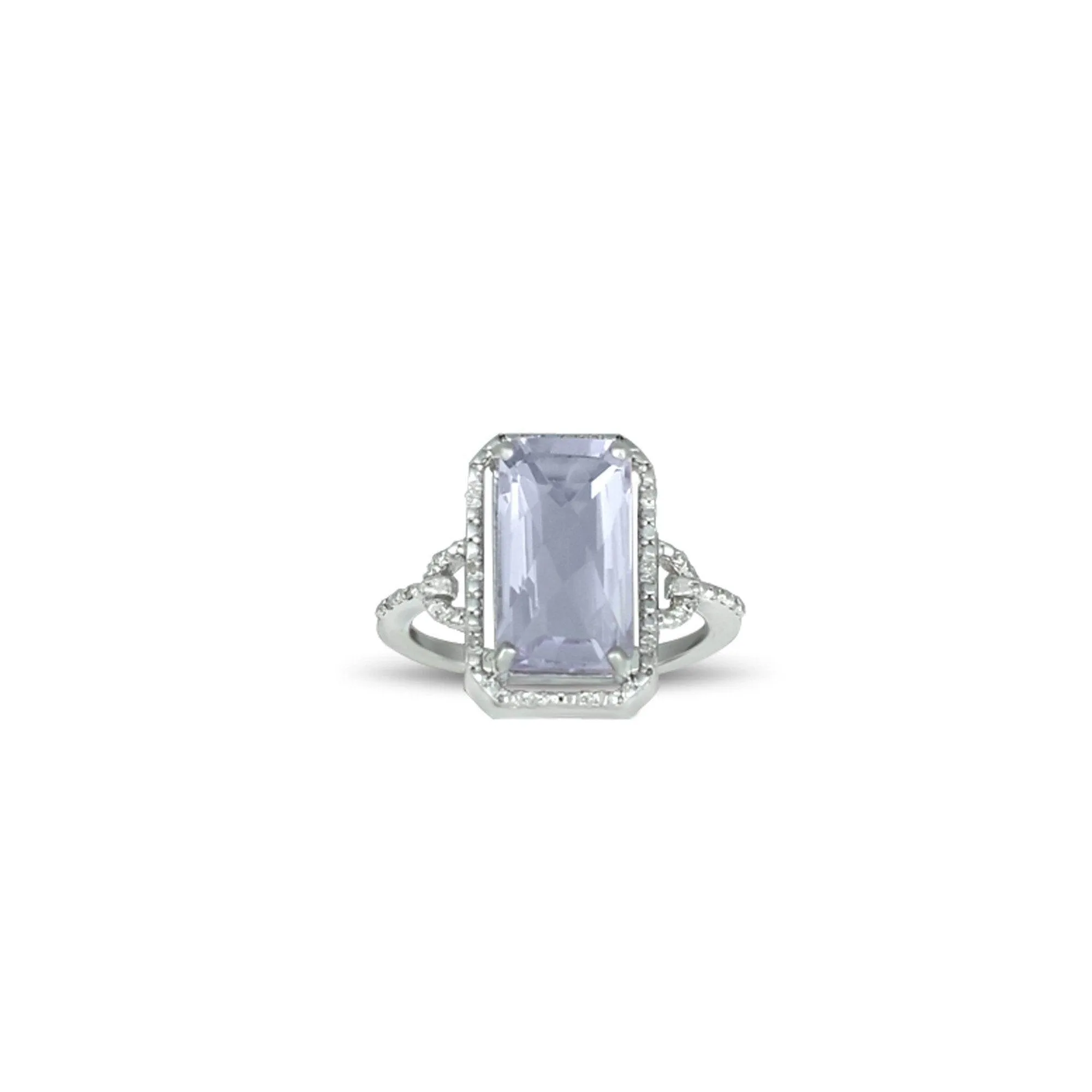 Pink Amethyst and Diamond Fashion Silver Ring