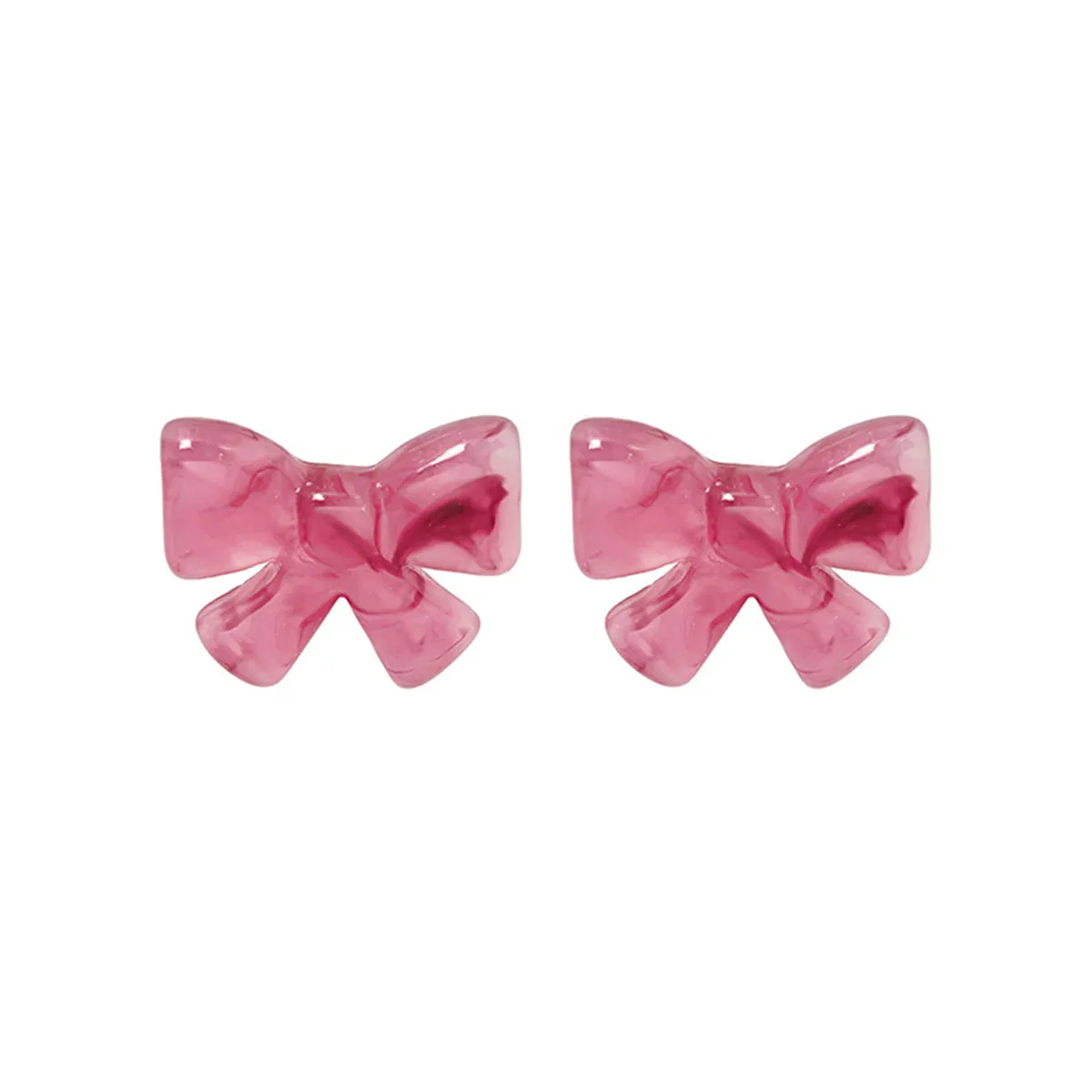 Pink & Silver-Plated Bow Stud Earrings