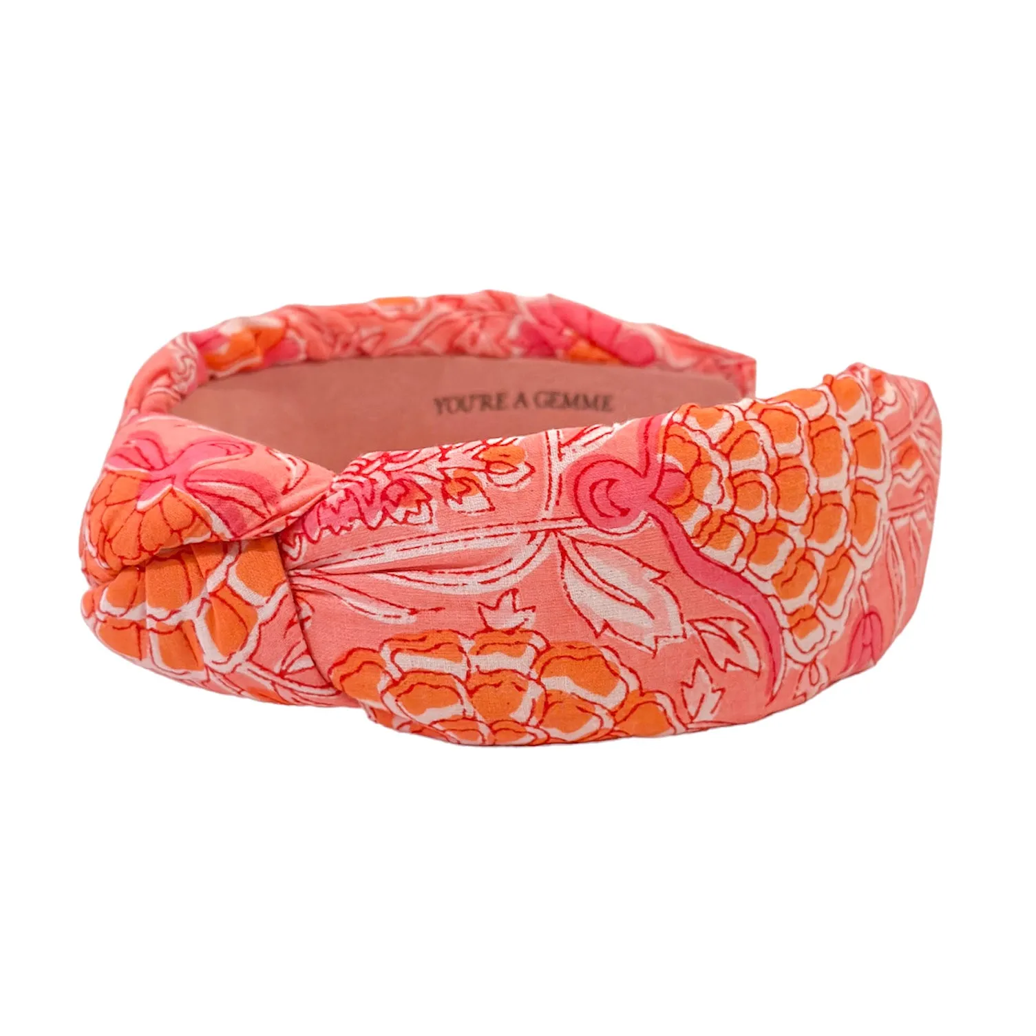 Pink and Orange Floral Block Print Headband