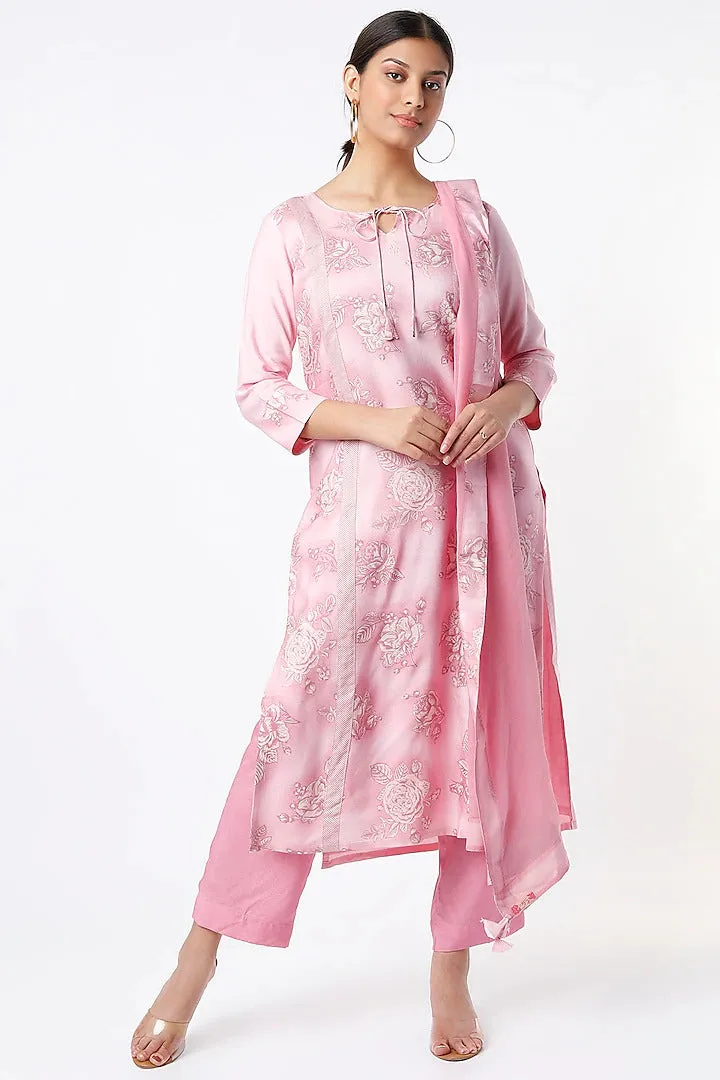 PINK DESSERT ROSE SILK  KURTA