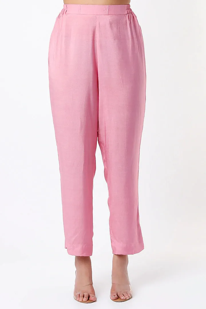 PINK DESSERT ROSE SILK  KURTA