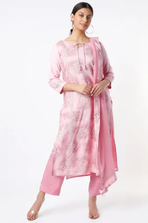PINK DESSERT ROSE SILK  KURTA