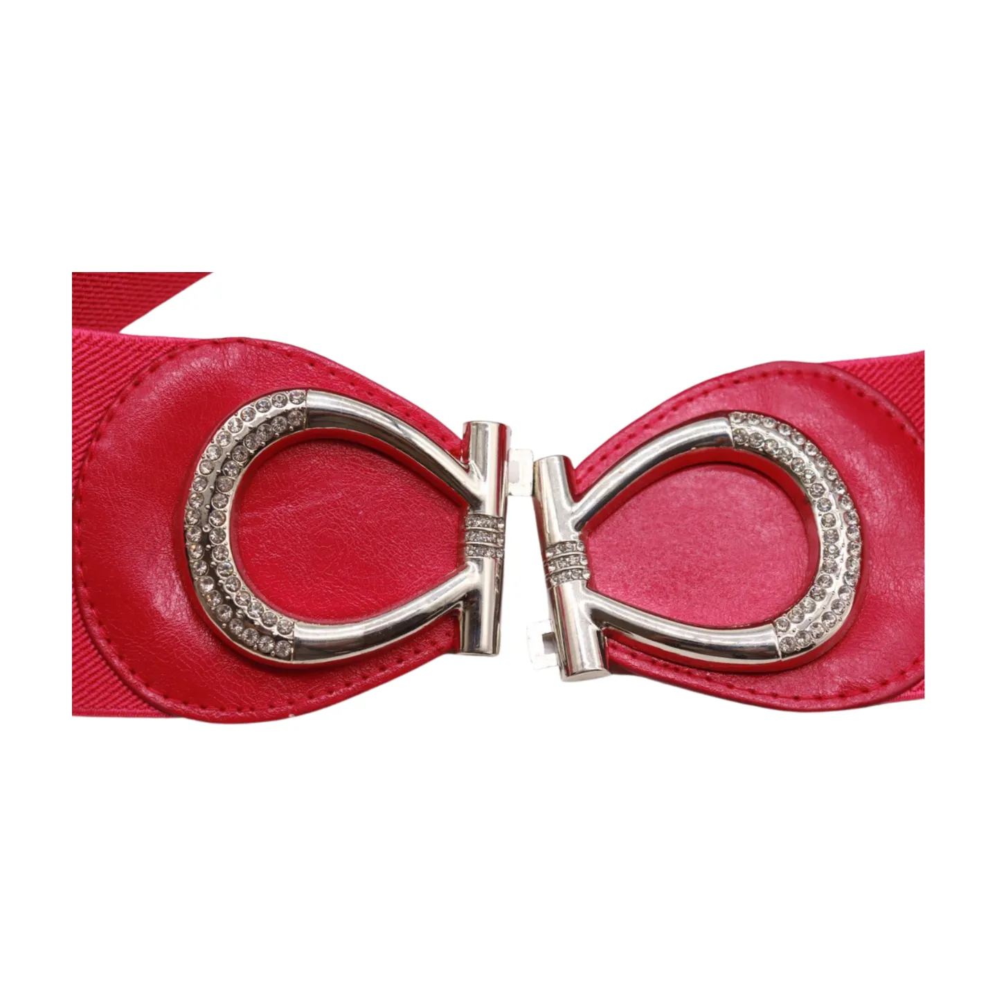 Pink Elastic Belt Silver Metal Bow Buckle S M