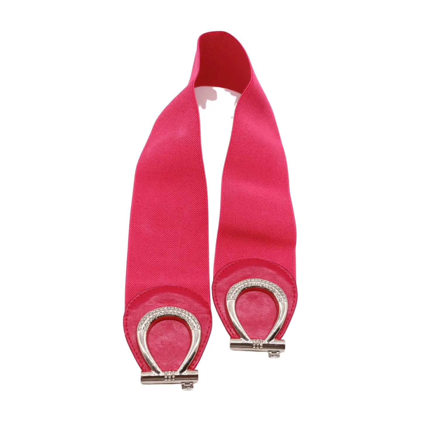 Pink Elastic Belt Silver Metal Bow Buckle S M