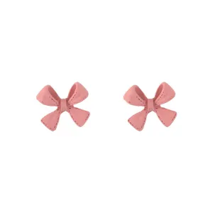 Pink Enamel & Silver-Plated Bow Stud Earrings