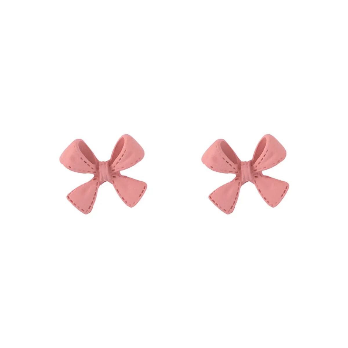 Pink Enamel & Silver-Plated Bow Stud Earrings