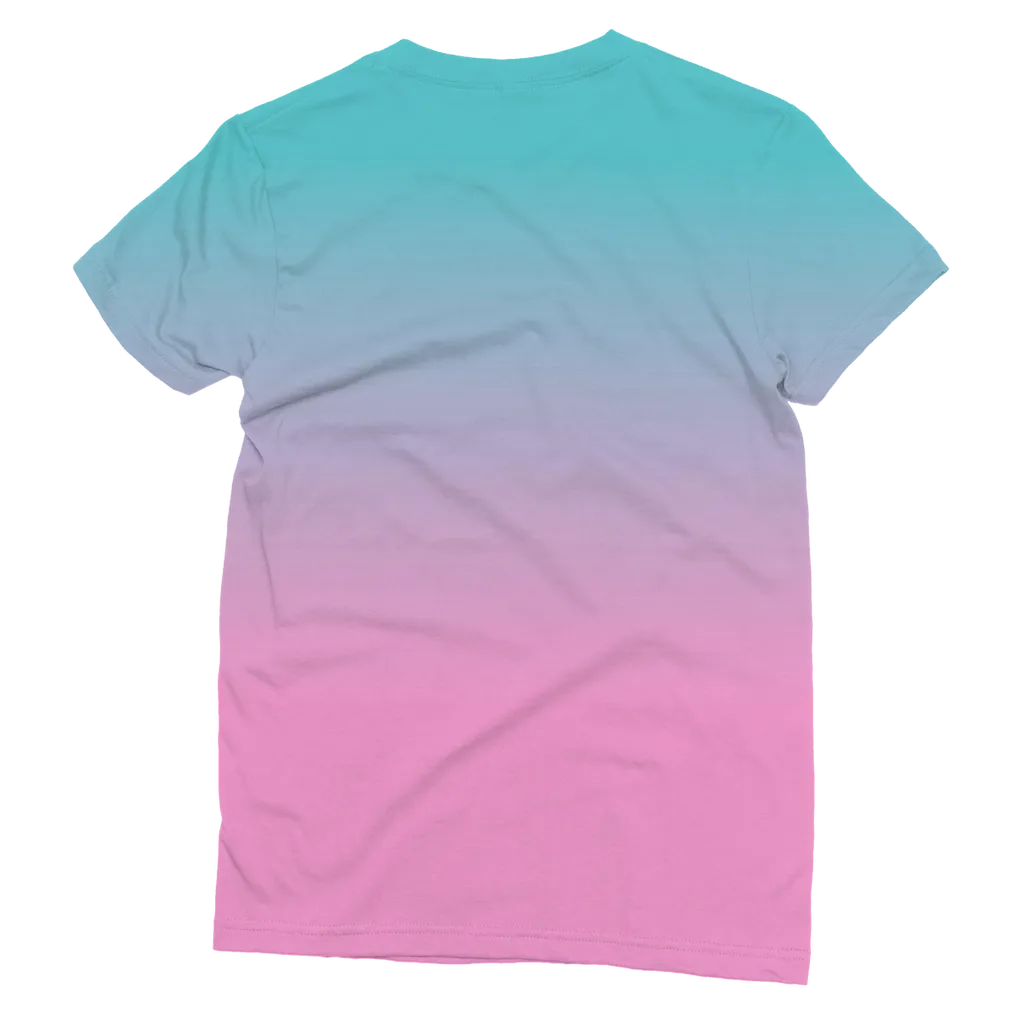 Pink Teal Gradient Women's Cut T-shirt All Over Print