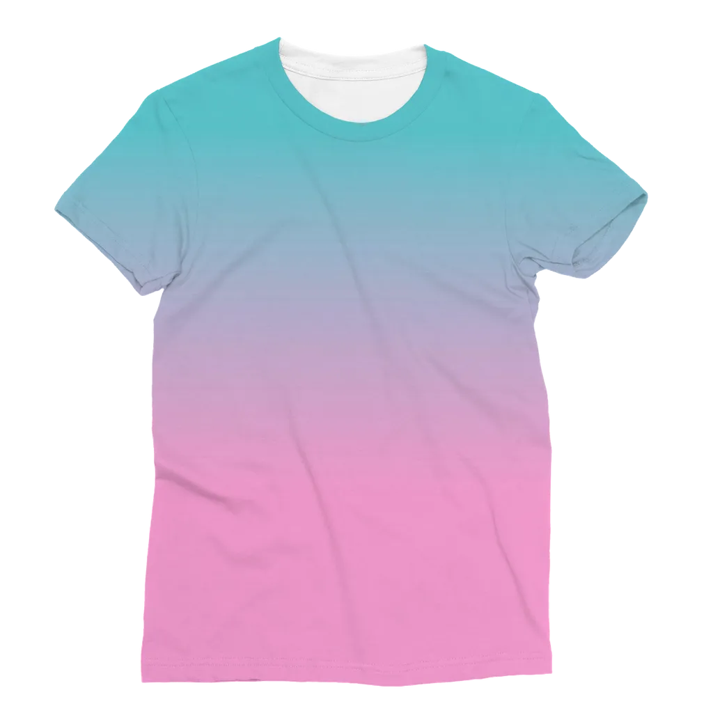 Pink Teal Gradient Women's Cut T-shirt All Over Print
