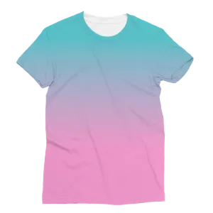 Pink Teal Gradient Women's Cut T-shirt All Over Print