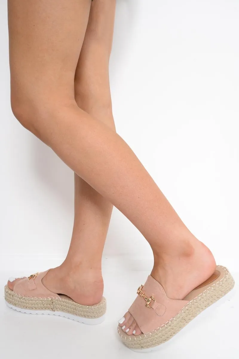 Pink Woven Platform Slip On Sandals - Liara