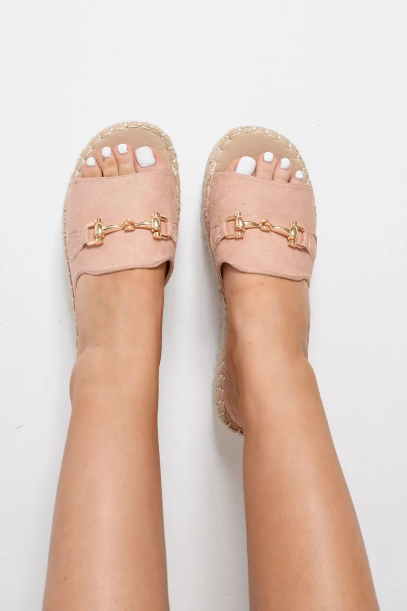 Pink Woven Platform Slip On Sandals - Liara