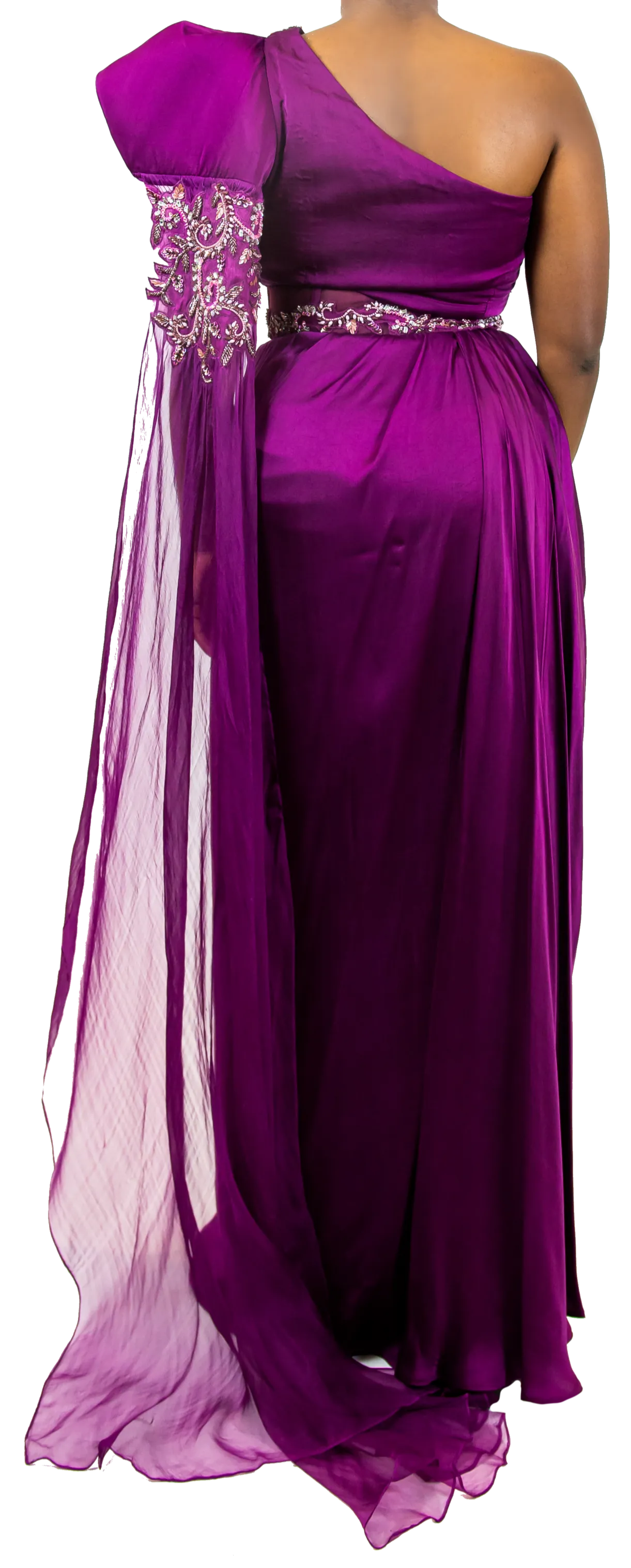 Plum Embellished Sari Gown
