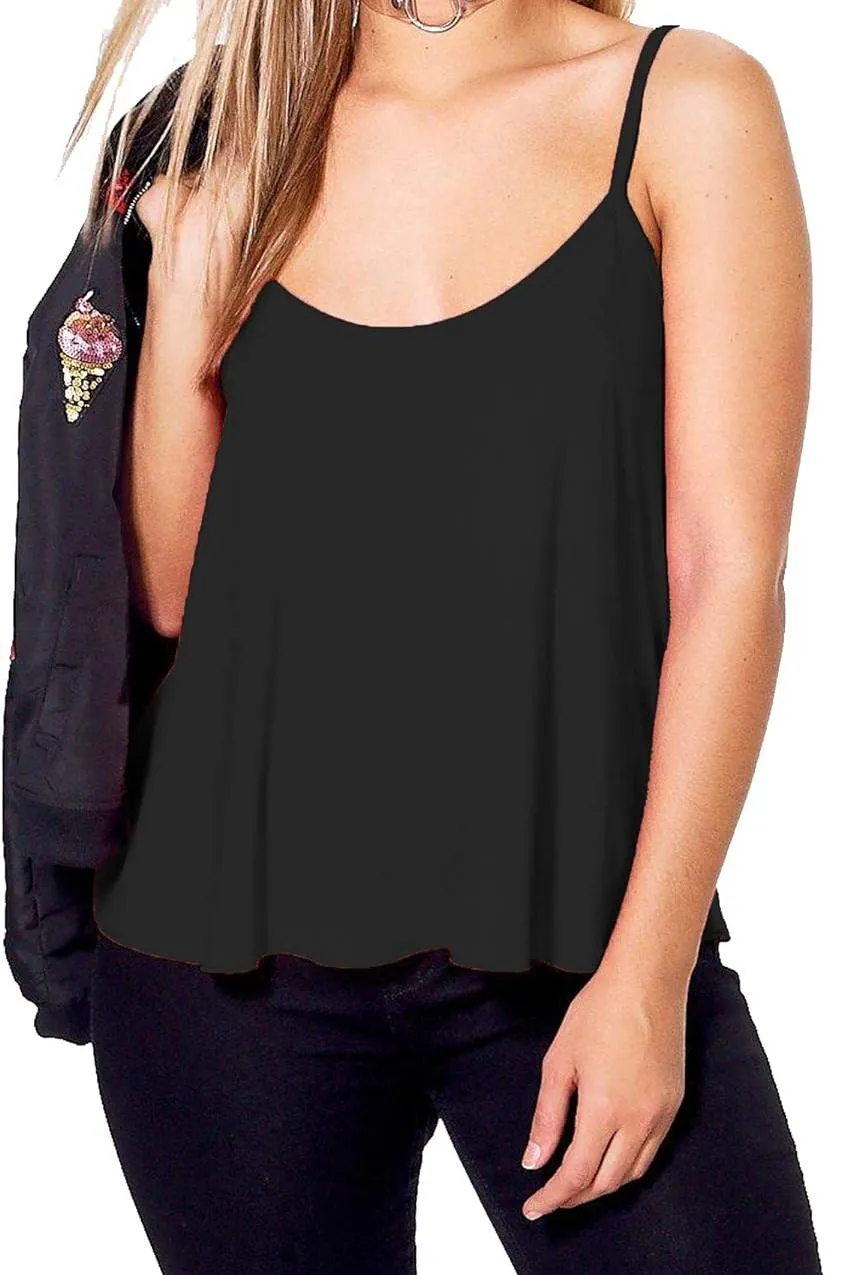 Plus Size Cami Strappy Sleeveless Swing Vest Top